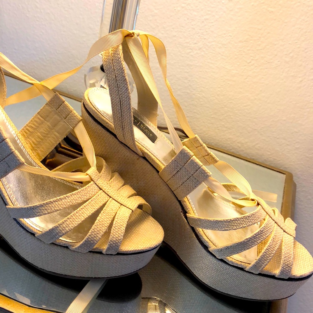 FINAL DAYS-STORE CLOSING WHBM Lace-Up Wedge Sandals